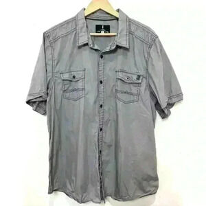 i Jeans By Buffalo Men's‎ 2XL Shirt Short Sleeve Button Up Shirt Gray